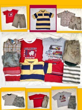 Fire Trucks Gymboree Boys Lot 4-5 Clothes Summer Shorts T-shirt Set Bundle